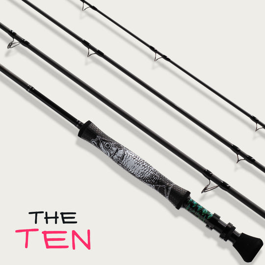 Folklore 9-foot 10-weight fly rod with Ed Anderson grip art, The Ten
