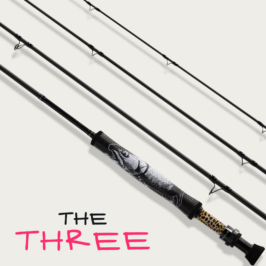 Folklore 9-foot 3-weight fly rod with Ed Anderson grip art, The Three