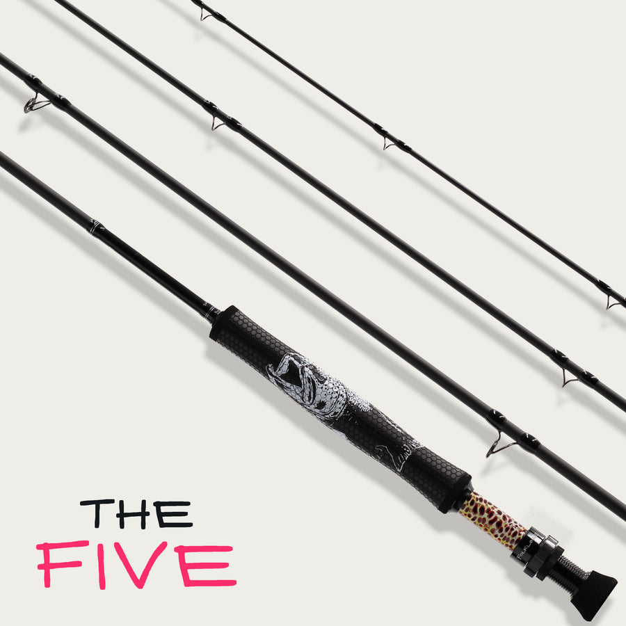 Folklore 9-foot 5-weight fly rod with Ed Anderson grip art, The Five