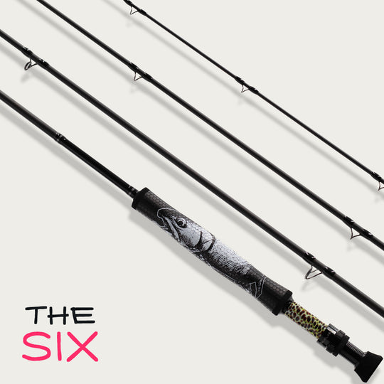 Folklore 9-foot 6-weight fly rod with Ed Anderson grip art, The Six