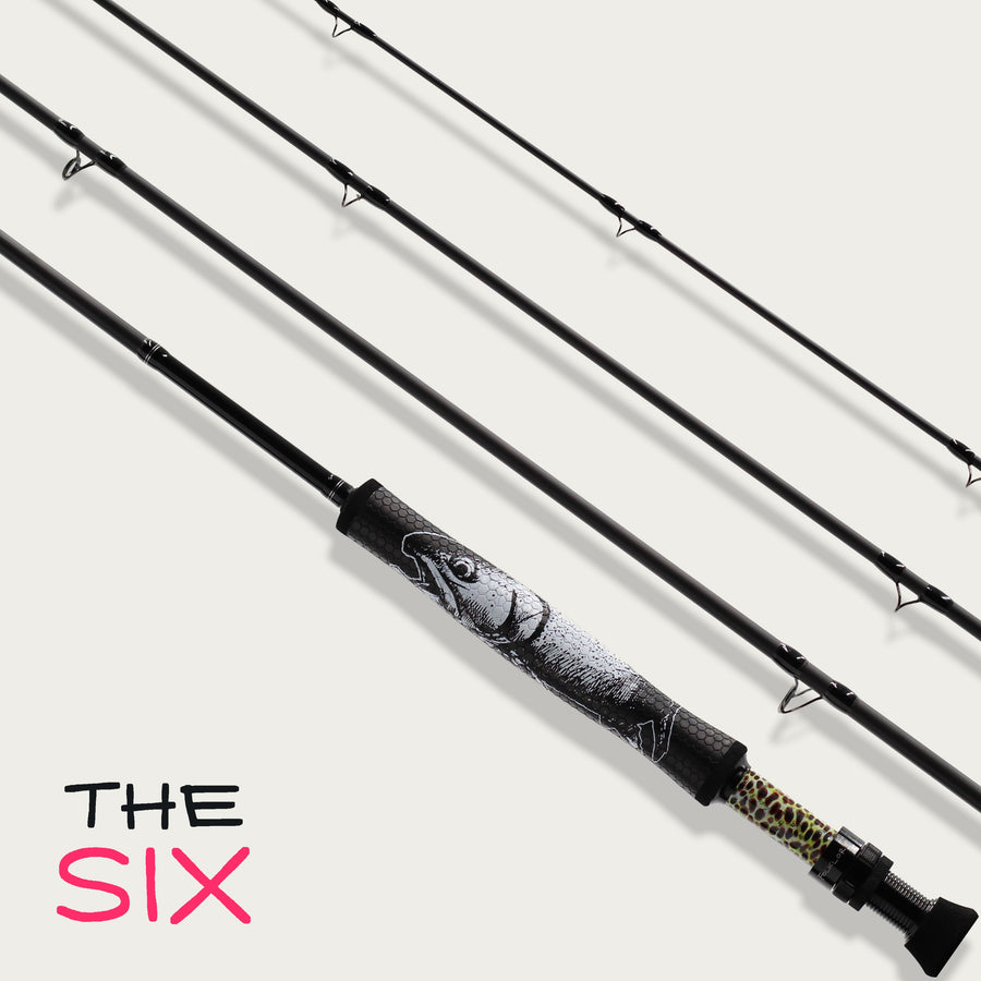 Folklore 9-foot 6-weight fly rod with Ed Anderson grip art, The Six