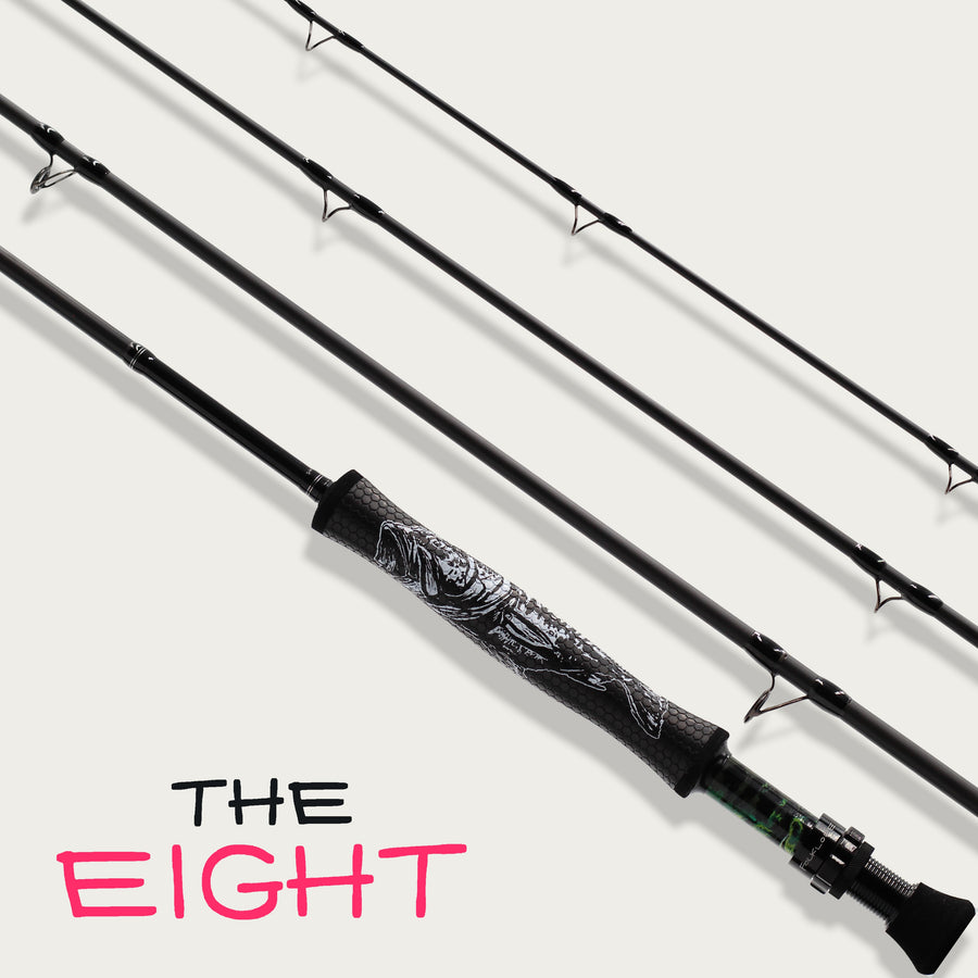 Folklore 9-foot 8-weight fly rod with Ed Anderson grip art, The Eight
