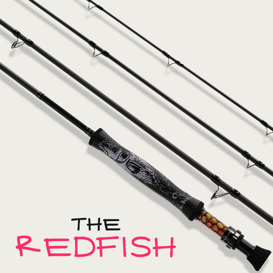 Folklore 9-foot 8-weight Redfish fly rod with redfish grip art, The Redfish